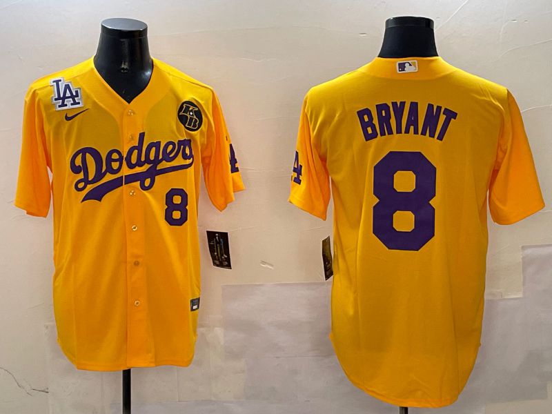 Men Los Angeles Dodgers 8 Bryant Yellow Game 2025 Nike MLB Jersey style 2
